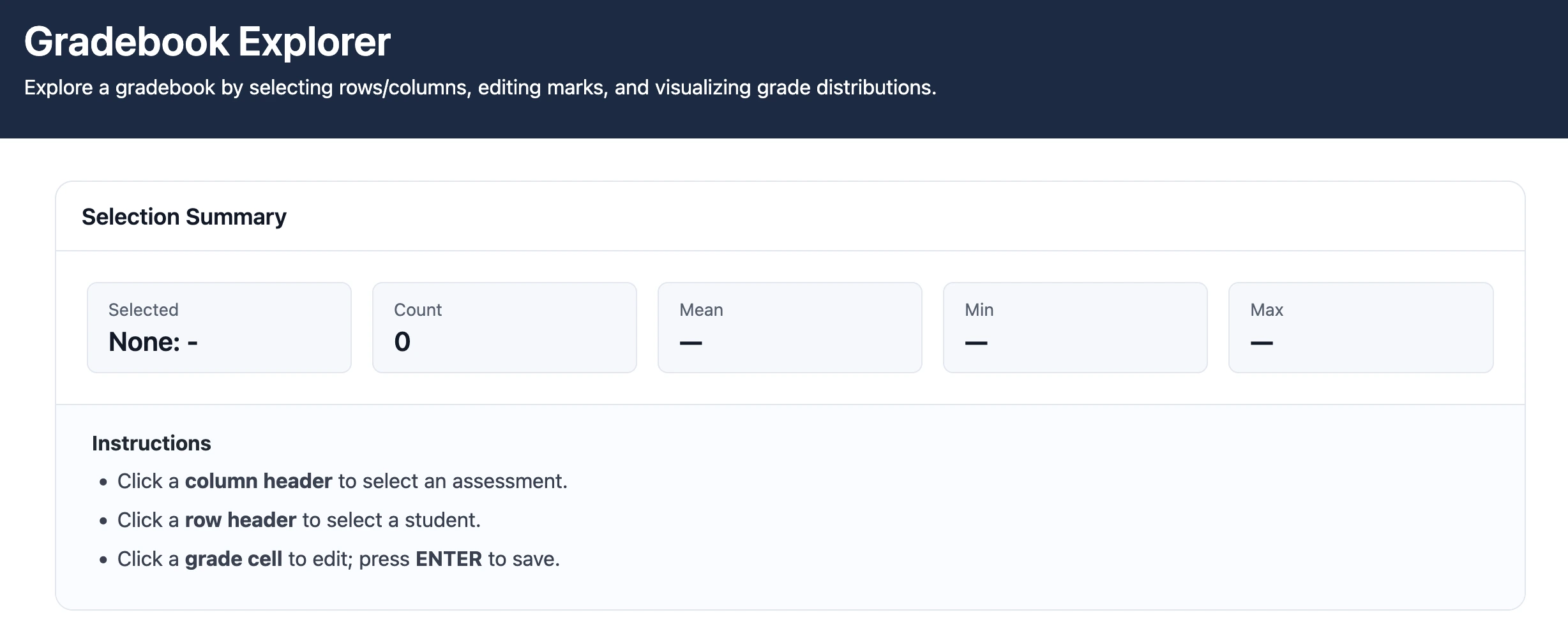 Gradebook Explorer - CSV Gradebook Dashboard