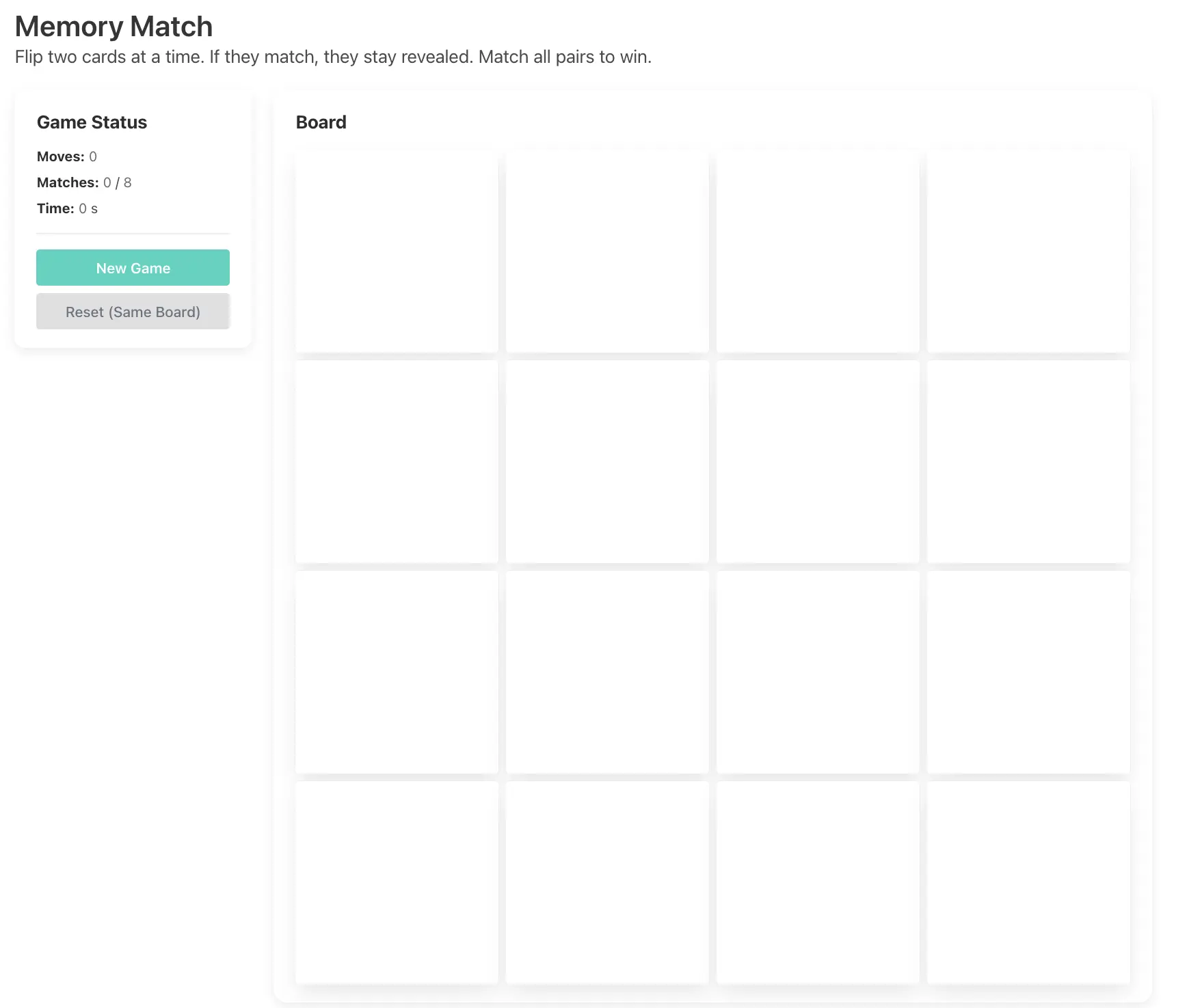 Memory Match - JavaScript Card Game